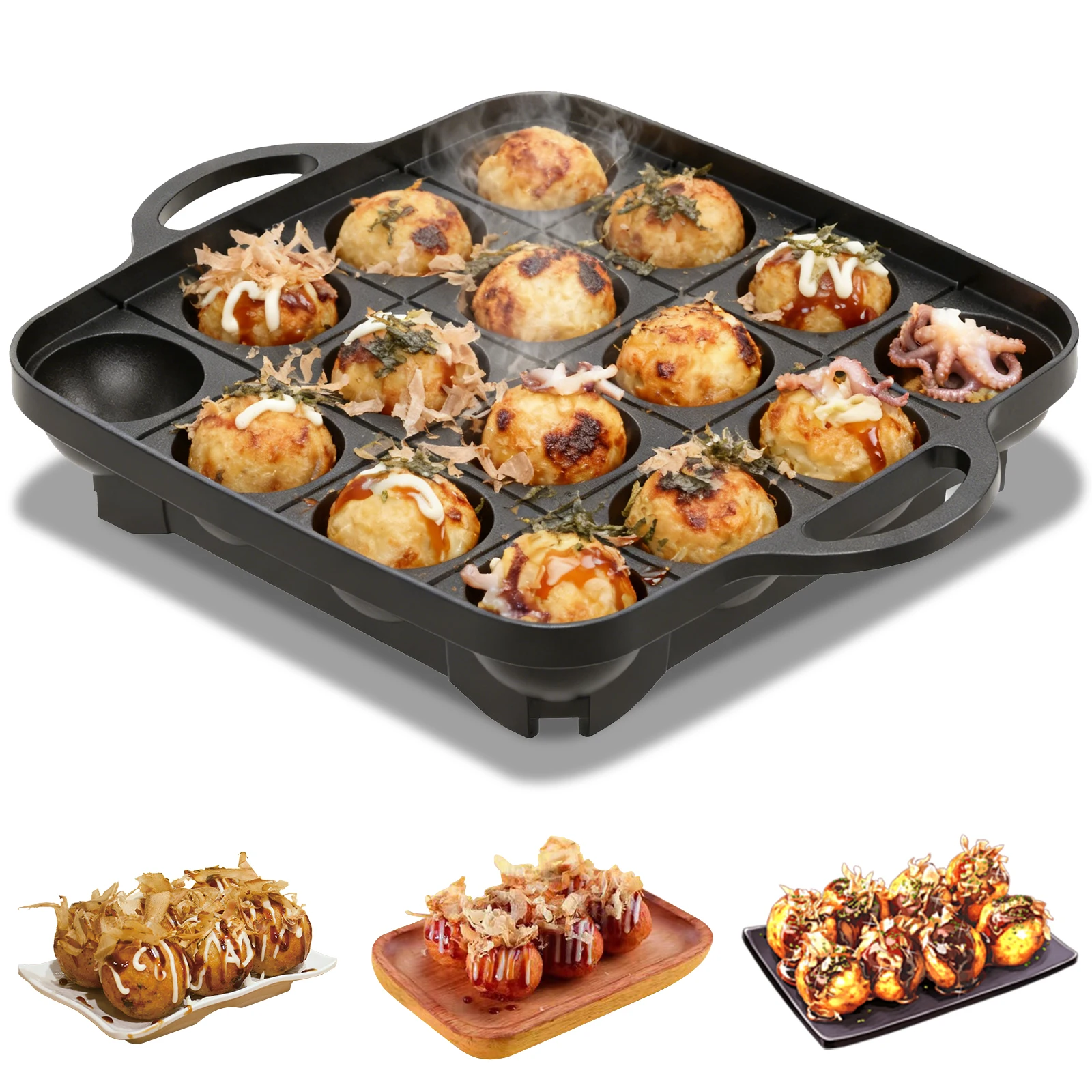 Takoyaki Grill Plate - Sartén para Takoyaki de 16 Agujeros,