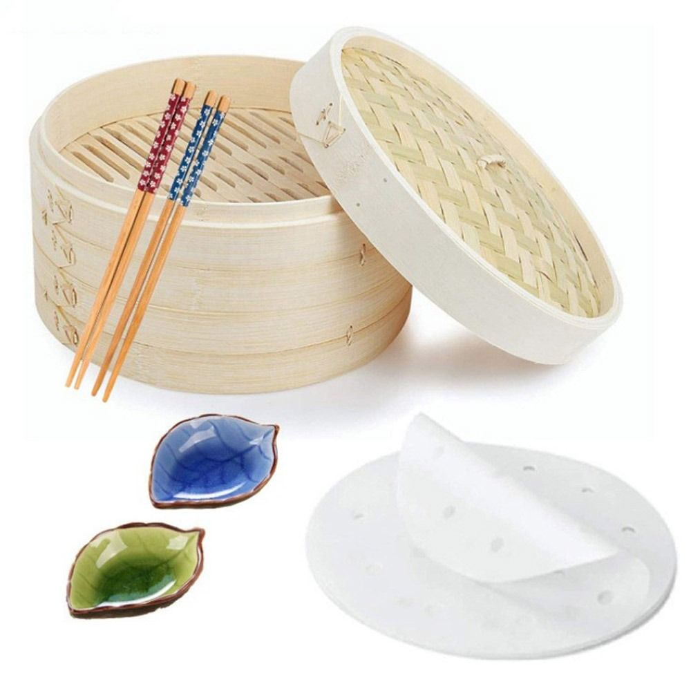 Bao Steamer Bamboo - Vaporera China de Bambú con Tapa
