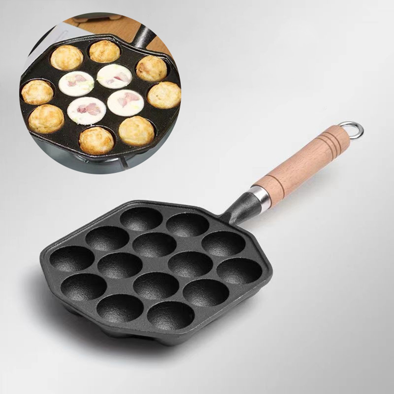 Takoyaki Grill Plate - Sartén antiadherente de hierro fundido Takoyaki,
