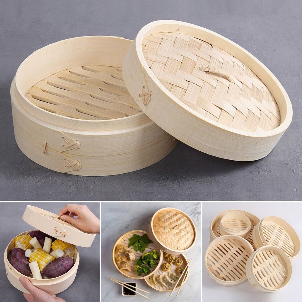 Bao Steamer Bamboo - Vaporera China de Bambú con Tapa