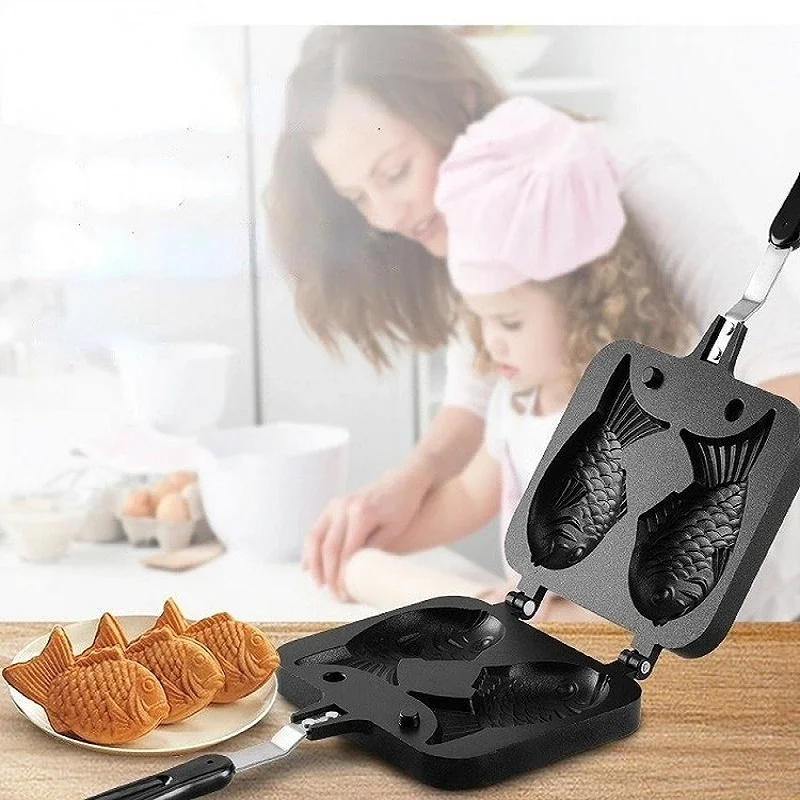 Egg Waffle Pan - Cocina japonesa Taiyaki doble pez en