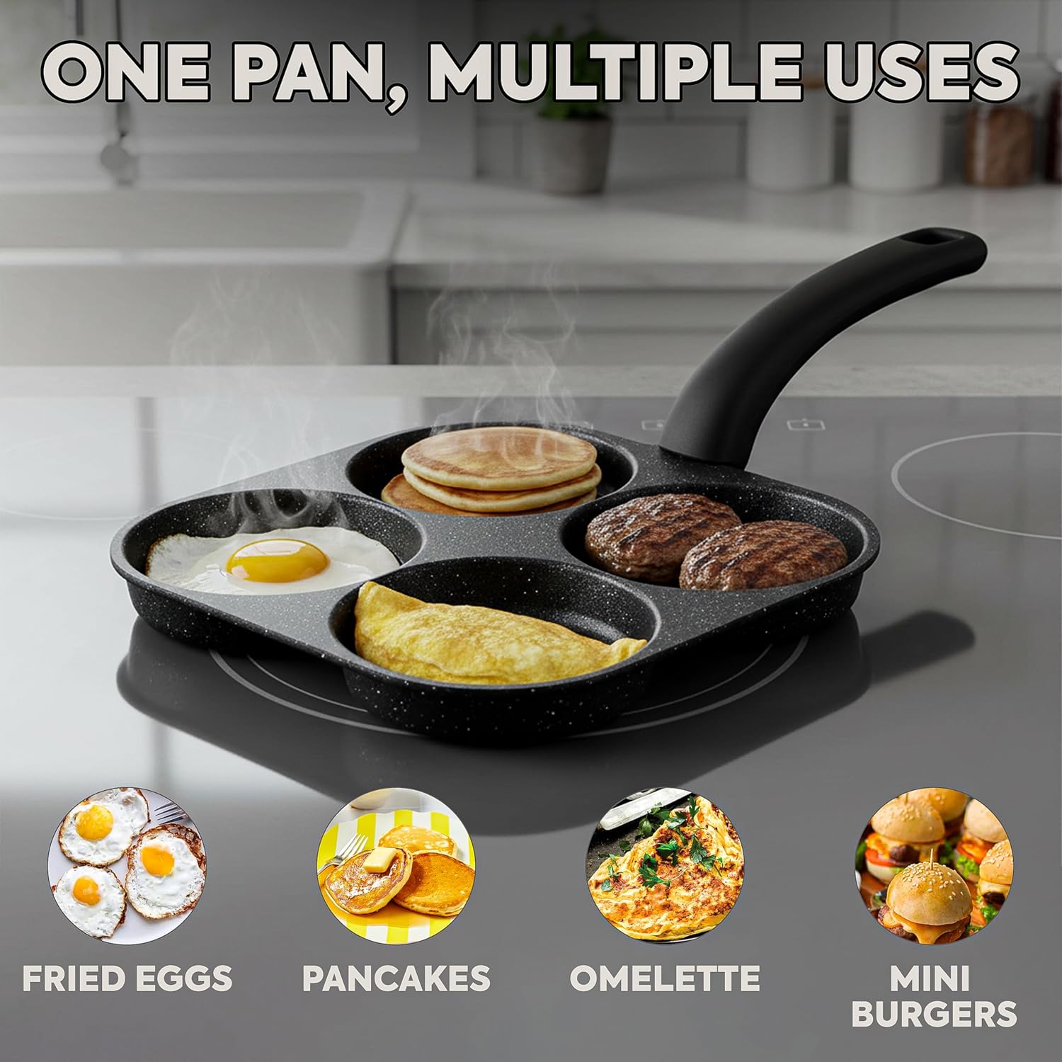 Egg Waffle Pan - Sartén Antiadherente para Huevos y Panqueques,