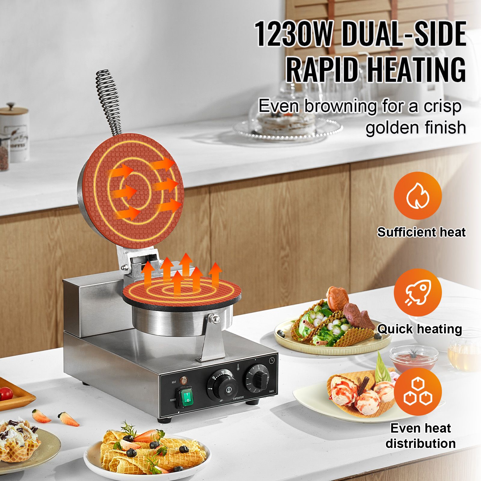 Máquina Eléctrica Comercial pa - Waffle Cone Maker reseña y precio